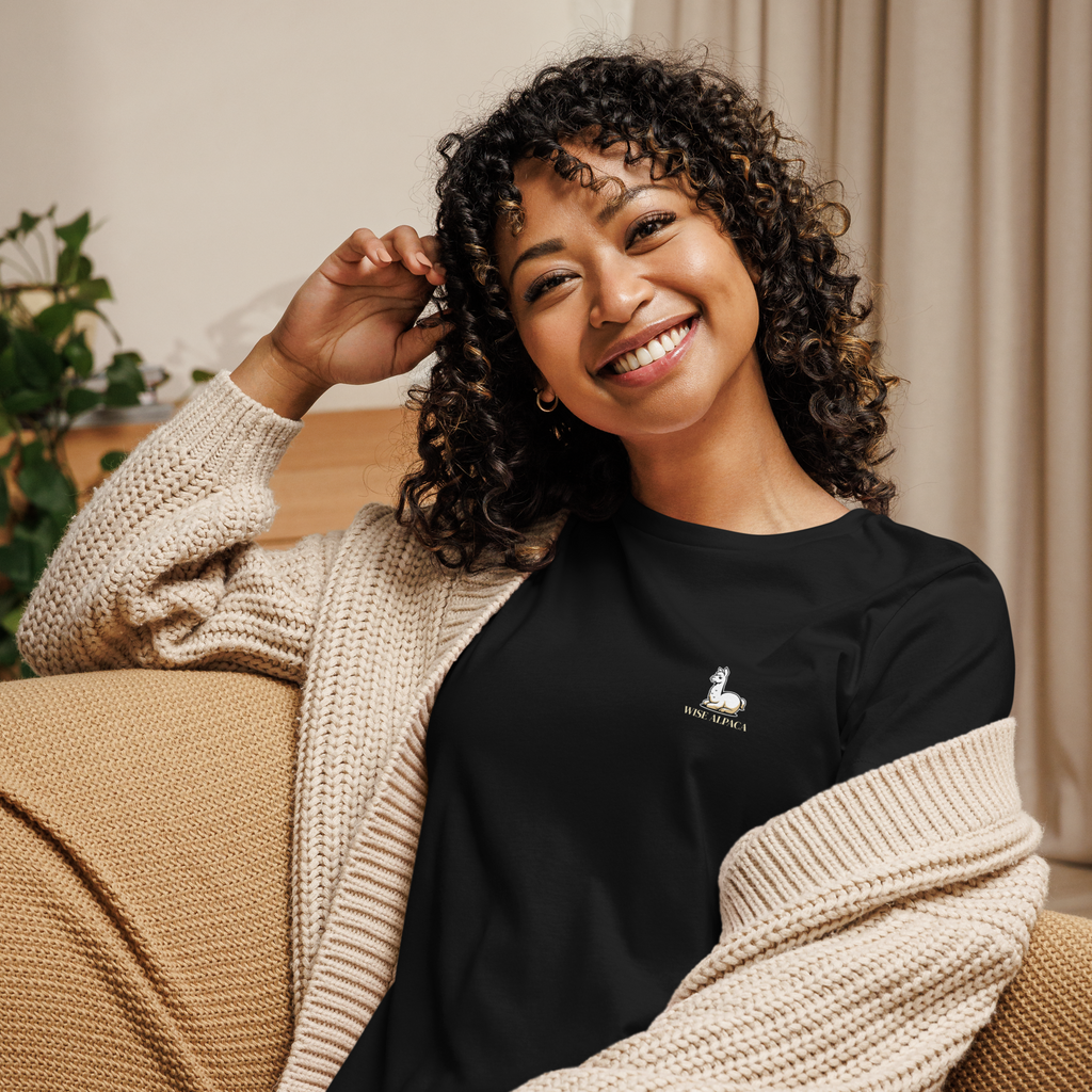 Women's "Praise the Good"  Relaxed Tee, Minimal Statement Back Print, dark colors