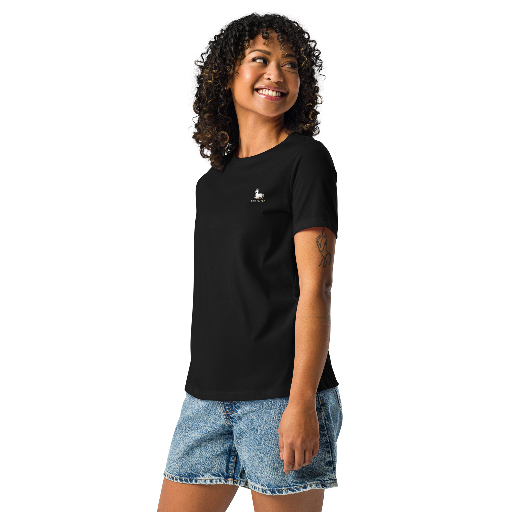Women's "Praise the Good"  Relaxed Tee, Minimal Statement Back Print, dark colors
