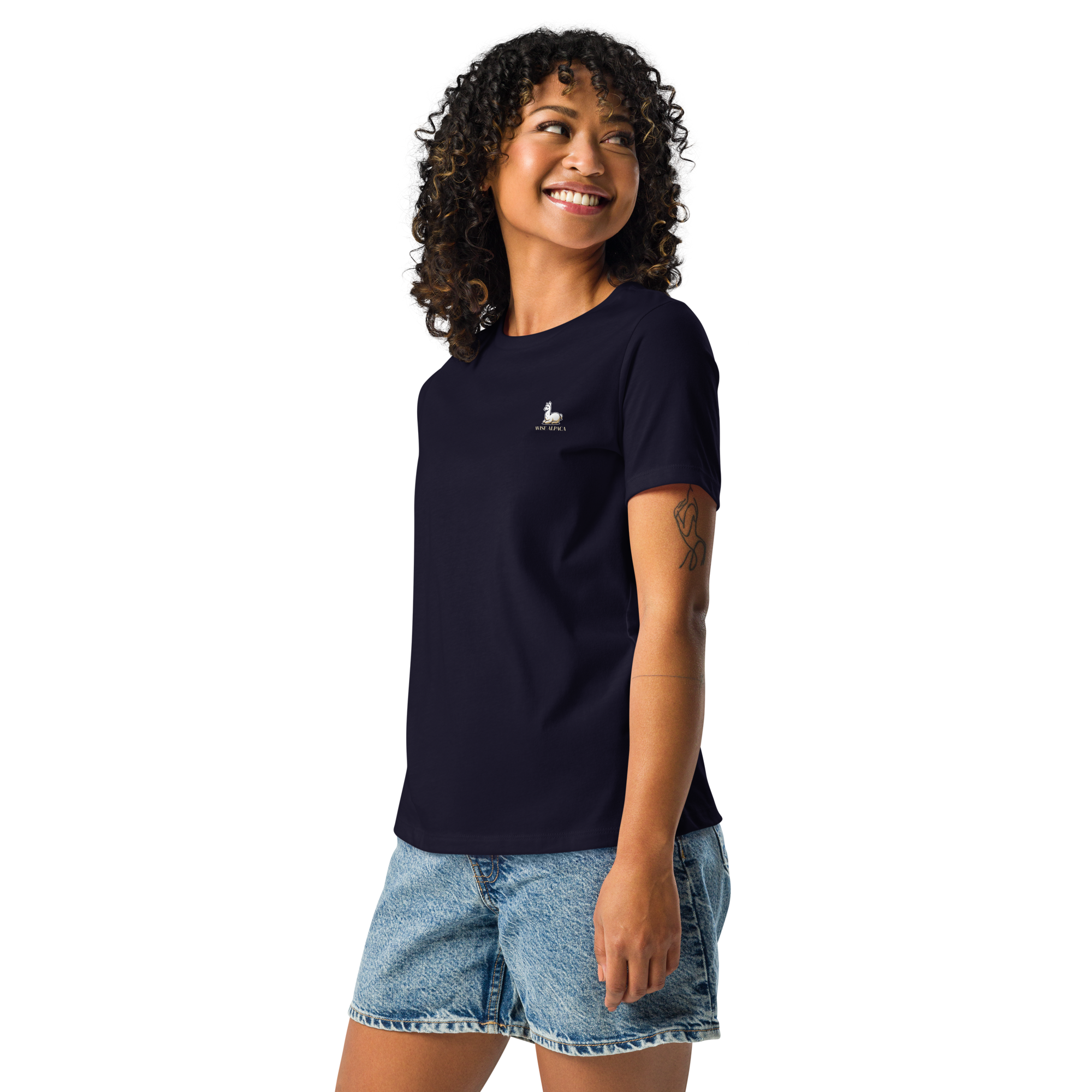 Women's "Praise the Good"  Relaxed Tee, Minimal Statement Back Print, dark colors
